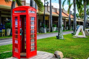 A red phone booth on Aruba in the Caribbean