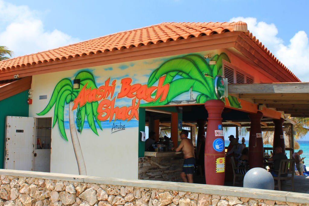 Noord, Aruba - March 10, 2022. People at the bar, Arashi Beach Shack.