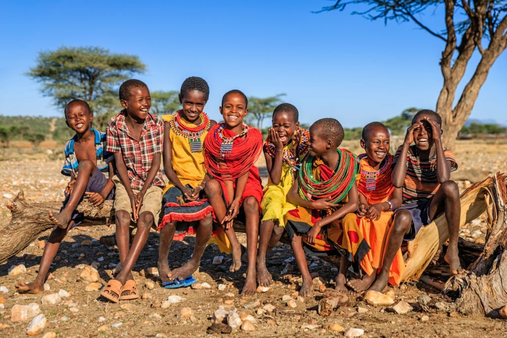 Group of happy African children